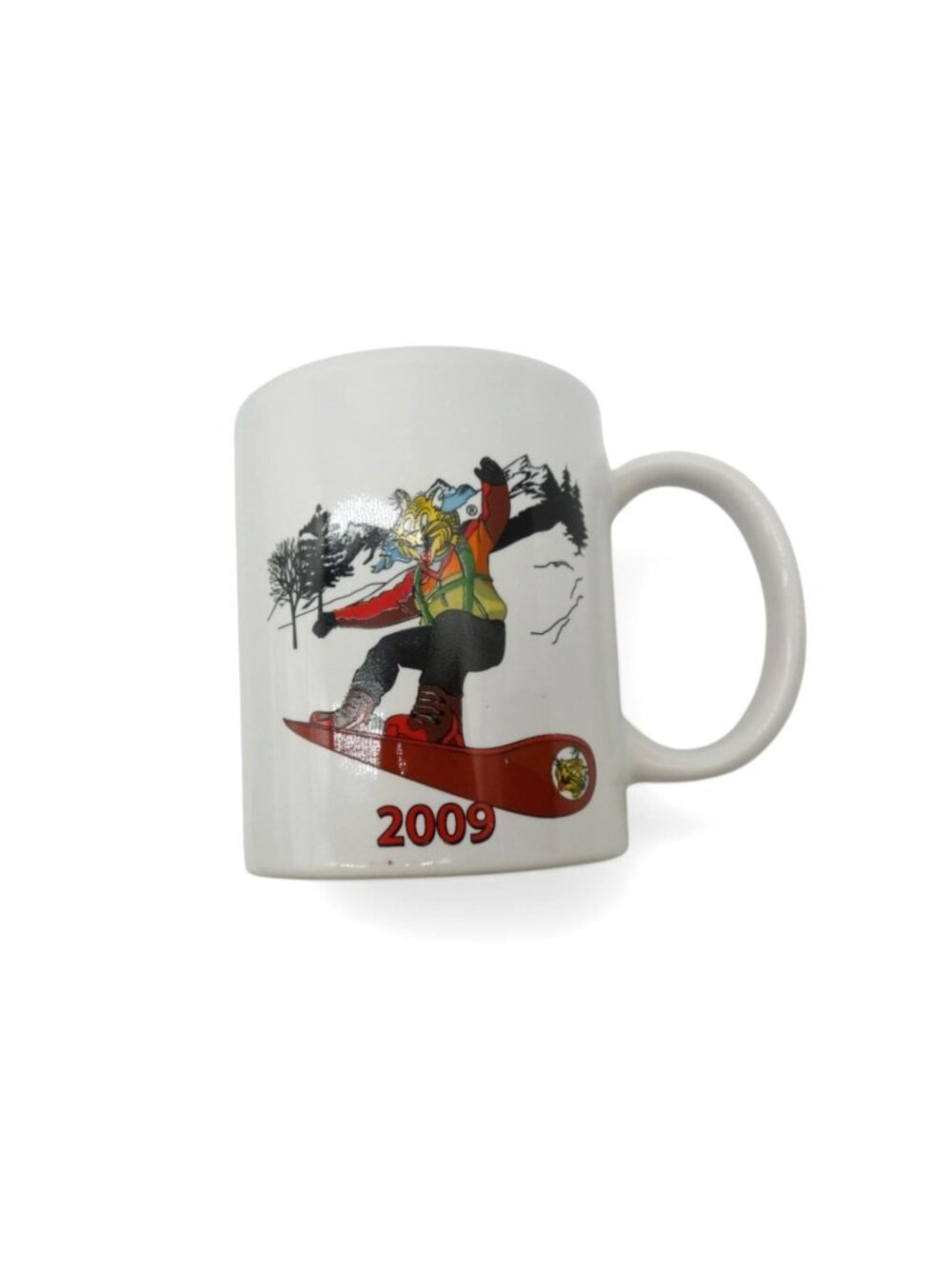 Giant Tiger Snowboard Mug 2009 Ceramic Winter Sports Souvenir